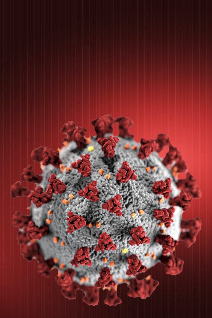 Coronavirus on a red background